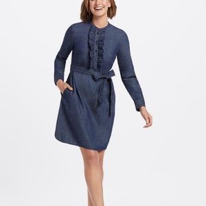 EUC Draper James belted chambray ruffle dress size 0
